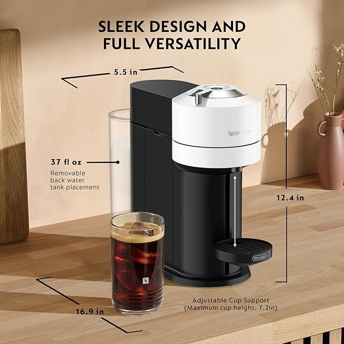 Nespresso Vertuo Next Coffee Machine with Milk Frother, White