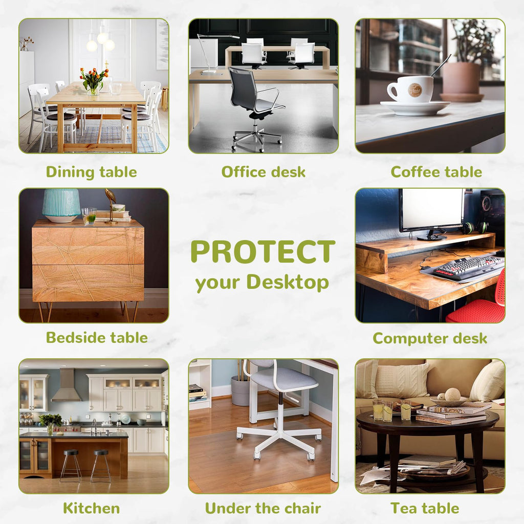 Eisdroma 42 x 84 Inch Clear Table Cover Protector, Clear Table Protector for Dining Room Table, 1.5mm Plastic Table Cover, Waterproof Table Pad for Kitchen, Office