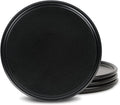 Stone Lain Eden Dinner Plate Set, 4-Piece Black Stoneware Plates - 10.75” Round Modern Tableware for Everyday Dining & Entertaining - Durable Dish Set, Microwave & Dishwasher Safe