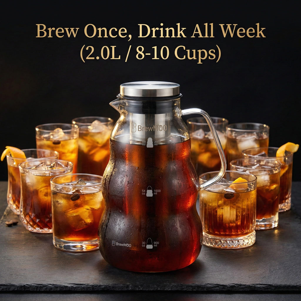 BrewMOO Sleek Wave 2.0 L/68 oz Cold Brew Coffee Maker Pitcher