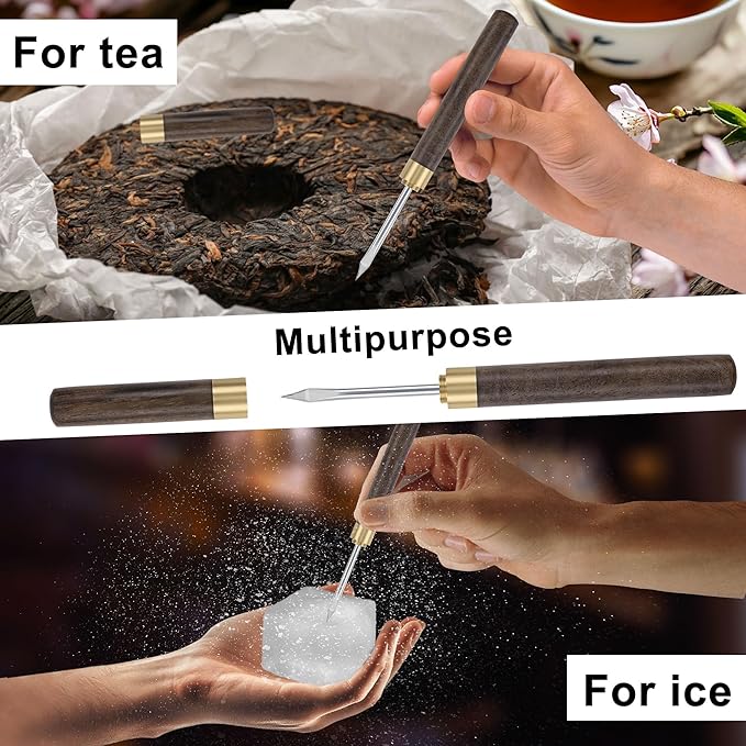 4Pcs Ice Pick Set Stainless Steel Ice Chipper with Wood Handle Bartender