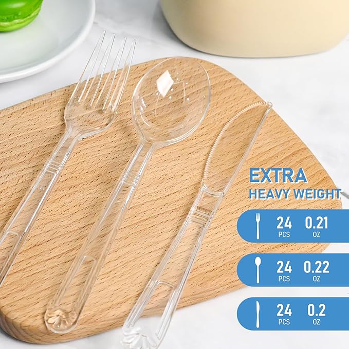 EcoDispose 72 Count Heavy Duty Plastic Silverware, BPA-Free, Heat Resistant