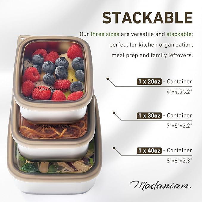 Stainless Steel Lunch Box Adult| Meal Prep| Food Storage| Stainless Steel Lunch Containers with clear Silicone Lids| Leak Resistant|20,30, 40 OZ| Bento Box | Metal lunch Box |Lunchbox | Bentobox