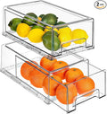 Sorbus Medium Clear Storage Drawers (2 Pack) – Stackable Organizer Drawers for Fridge, Pantry, Kitchen – Pull-Out Storage Bins with Handles, Slide Out Acrylic Drawers