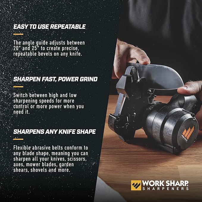 Work Sharp MK2 Electric Knife Sharpener – Adjustable 2-Speed Knife Sharpening System for Kitchen Knives, Pocket Knives, Scissors, Axes & Garden Tools