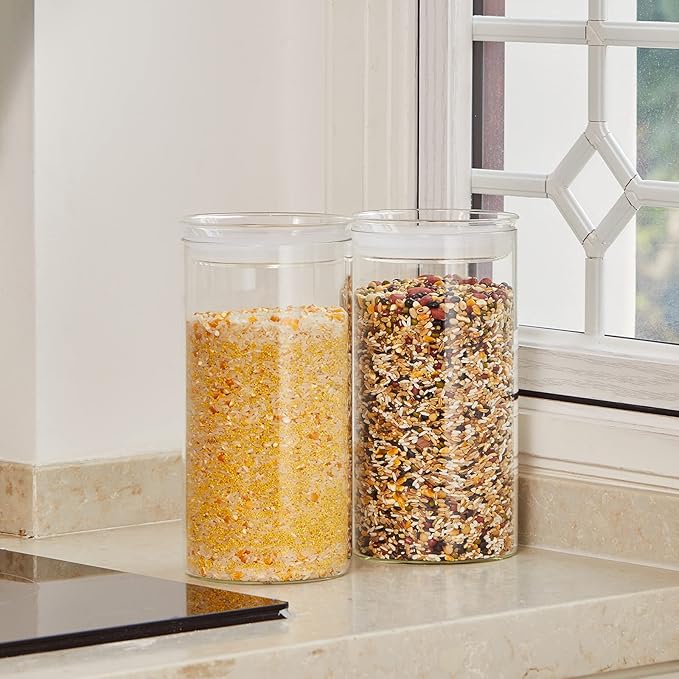 ZENS 74oz Glass Canisters with Airtight Lid, 2 Large Storage Containers