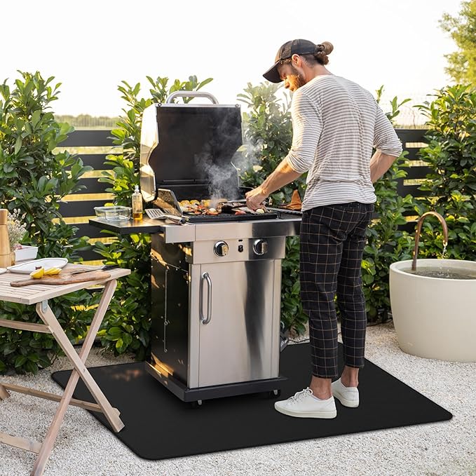 FIREWESS 40 x 60inch Under Grill Mat for Outdoor Grill, Double-Sided Fireproof Grill Pad,Perfect for Outdoor Barbecue Spots,Fireproof, Waterproof Grill Floor Pads Fire Pit Mat Fireplace Mat
