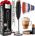 Zulay Kitchen Powerful Milk Frother Wand With Duracell Batteries - Ultra Fast Handheld Drink Mixer - Electric Whisk Foam Maker for Coffee, Lattes, Cappuccino & Matcha - Double Whisk - Black Copper
