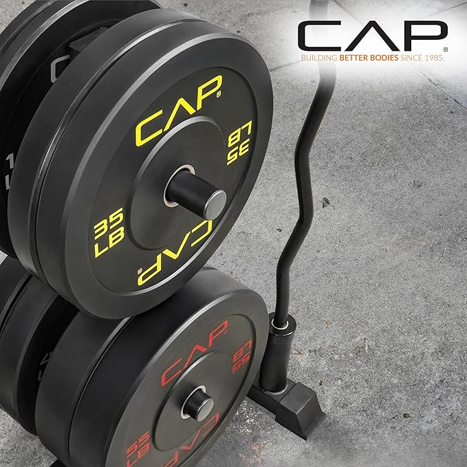 CAP 160lb Economy Olympic Bumper Plate Set with Storage Rack