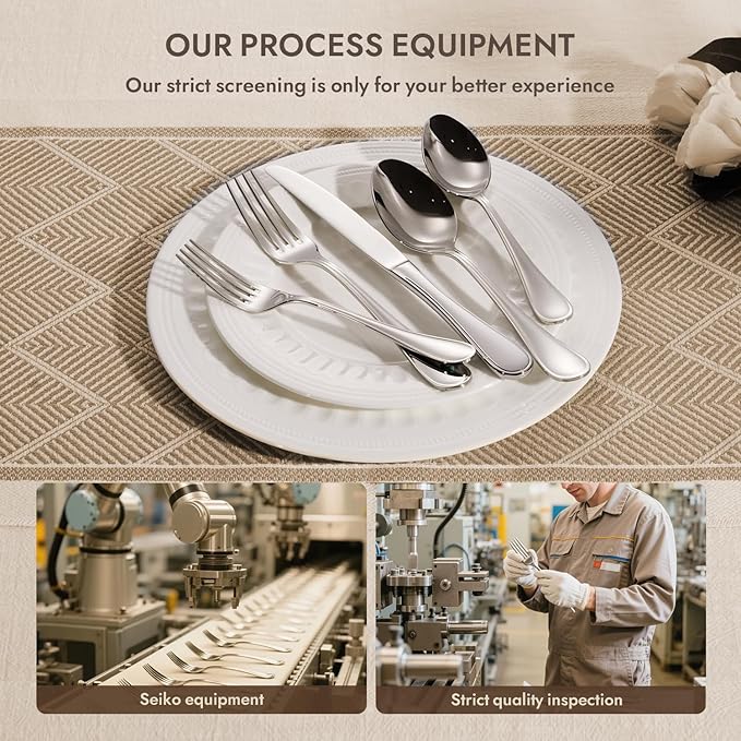 18/10 Stainless Steel Silverware Set for 8, 40 Piece Teardrop Flatware Set