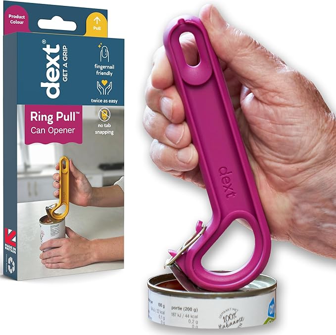 Dext - Ring Pull Can Opener, Pop Can Opener for Seniors, Arthritis, and Parkinson’s, Easy Open, Ergonomic Handle with Comfortable Grip. Perfect for Soda, Pet Food, and More (Mulberry)