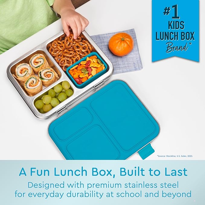 Bentgo Kids Prints Stainless Steel Leak-Resistant 3-Compartment Lunch Box
