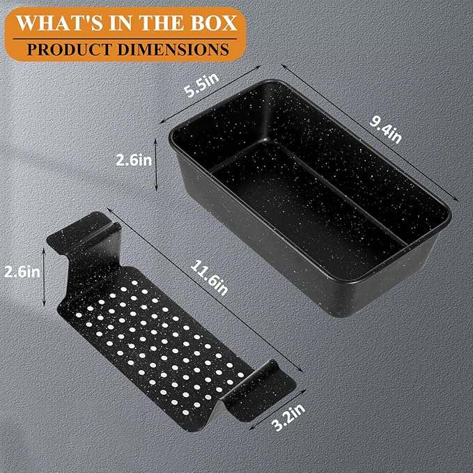 Walooza 9x5 Meatloaf Pan with Drain Tray, Heavy-Gauge Carbon Steel Nonstick Loaf Pan for Baking Bread, Oven-Safe Healthy Baking Pan for Meatloaf, Banana Bread, Sandwich Bread
