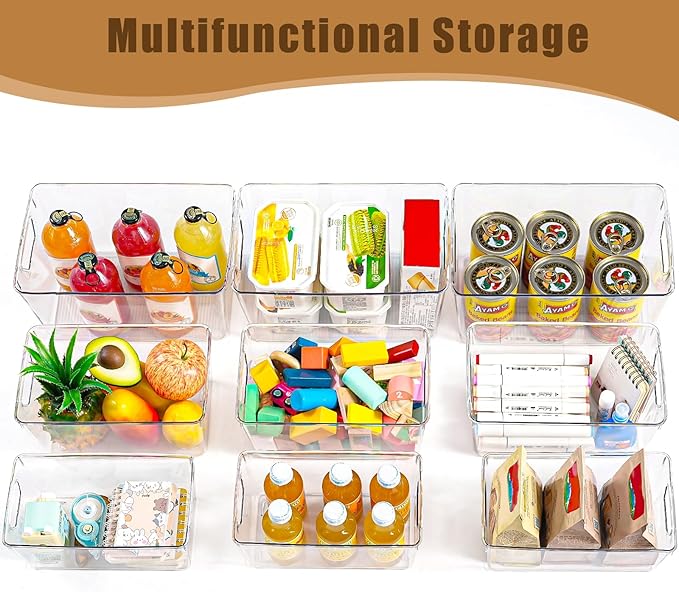 Freebat 12 Pack Pantry Organization and Storage,Clear Plastic Storage Bins