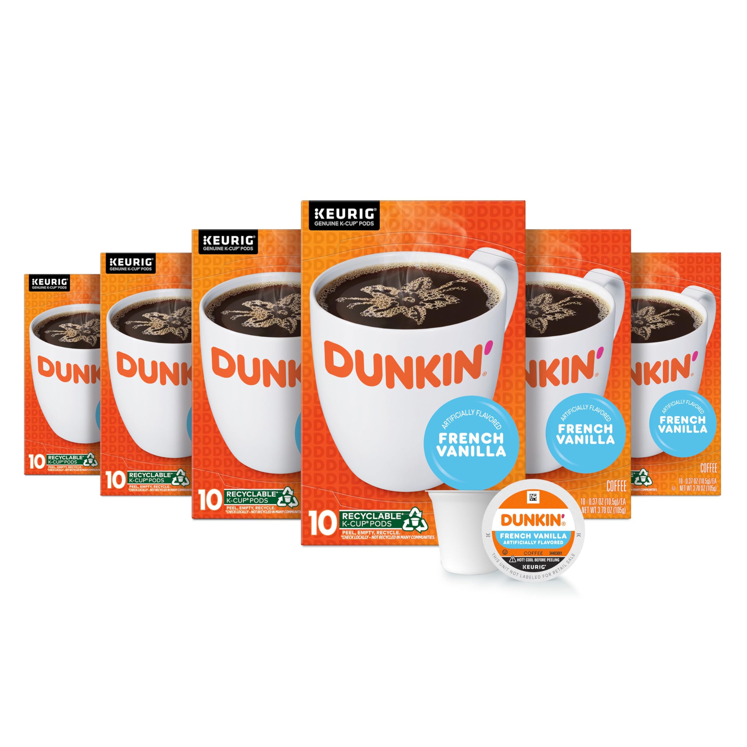 Dunkin’ French Vanilla Artificially Flavored Coffee, 60 Keurig K-Cup Pods