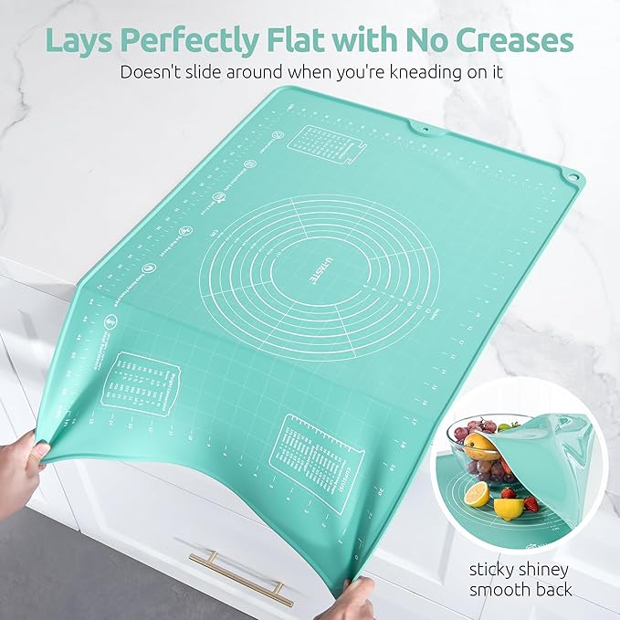 U-Taste Silicone Pastry Mat, Dough Rolling Baking Sheet, 28"x20", Aqua Sky