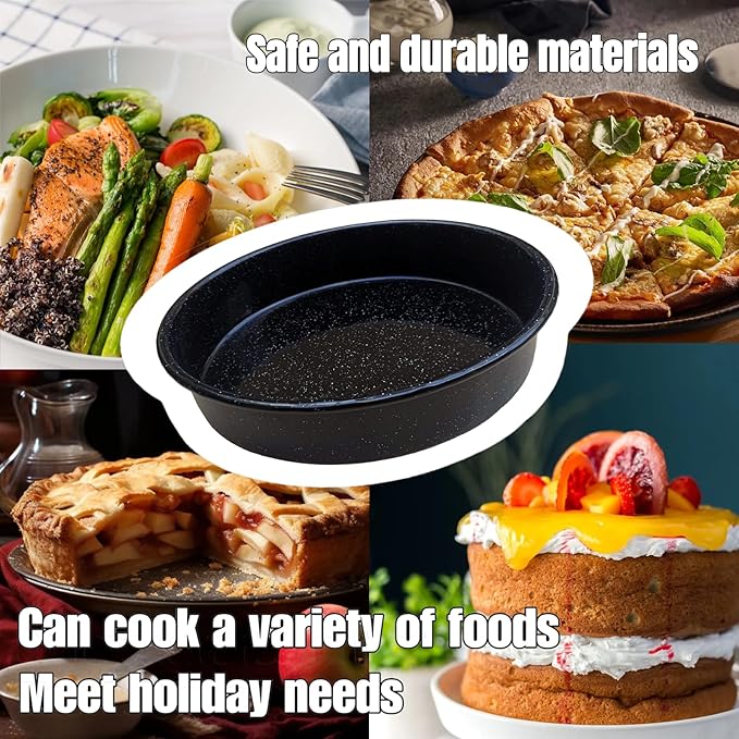 3-Pack Enamel Roasting Pan Set Round Deep Baking Pans10"/12"/14",Cake Pans Oven Trays High Performance Non-Toxic Pizza Pan Cookie Baking Sheets Oven Trays For Cooking Merry Christmas Gift for Mom