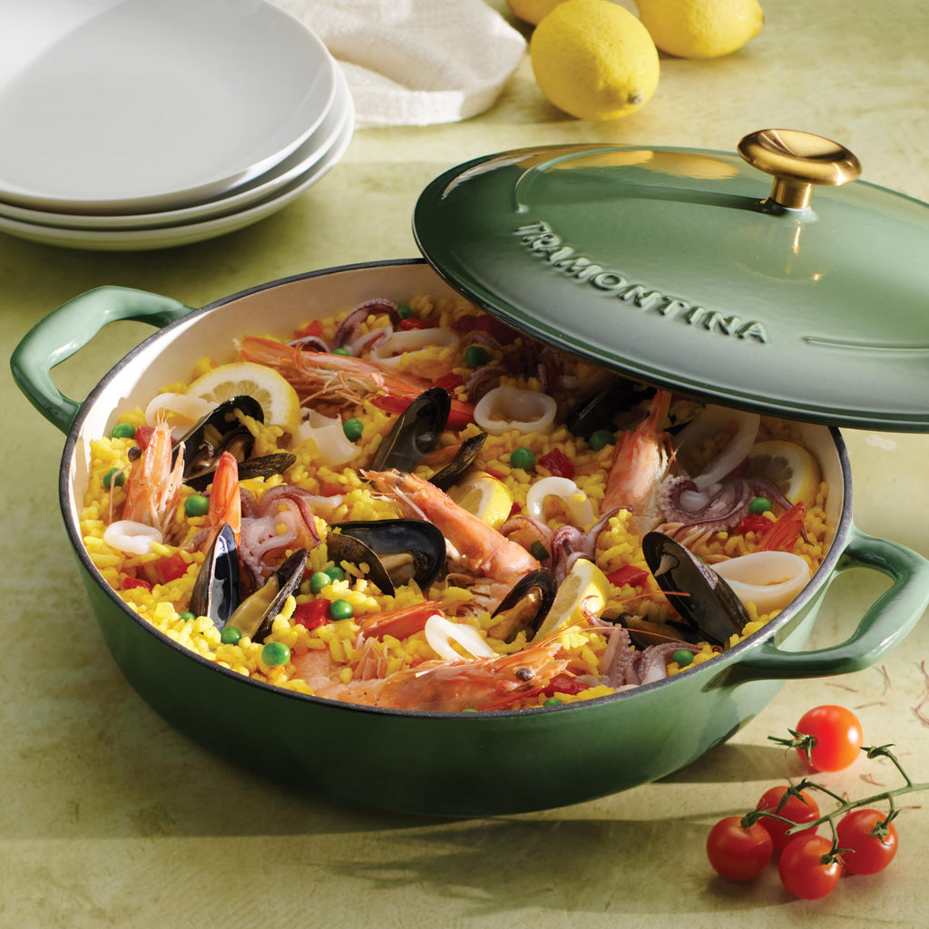 Tramontina Bestow Enameled Cast Iron 4-Qt Braiser Pan with Lid, Cactus
