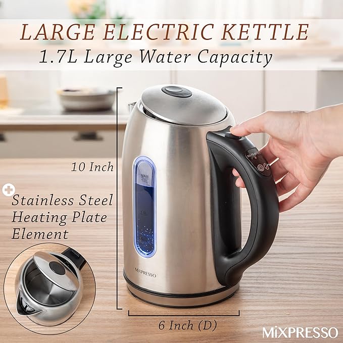 Moss & Stone Stainless Steel Electric Kettle Temperature Control, 1.7L