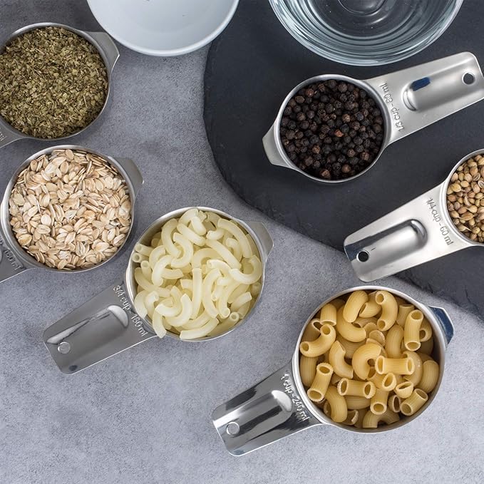 7-Piece 18/8 Stainless Steel Measuring Cups Set, Silver