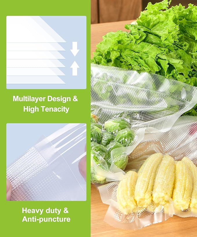 Bonsenkitchen 6 Rolls 11" x 16' Vacuum Sealer Bags for Food with Color Box