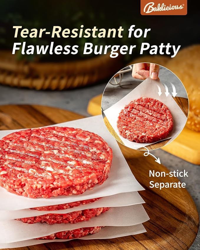 Baklicious 5.5x5.5inch 1100pcs White Non-Stick Hamburger Patty Paper Squares