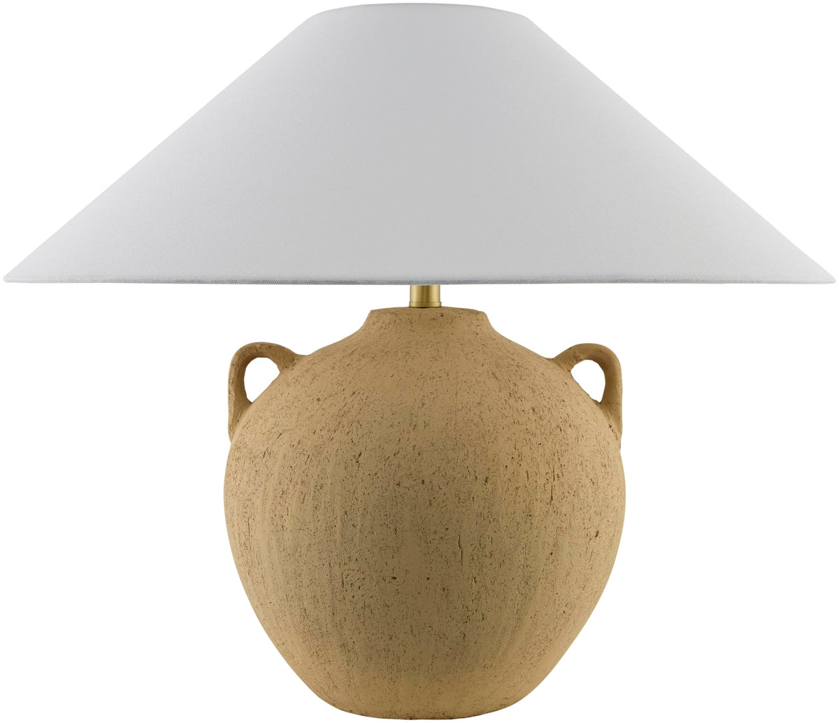 Livabliss x Galey Alix Araya Vintage Clay Jar Table Lamp, 22" H x 22" W x 22" D, Tan