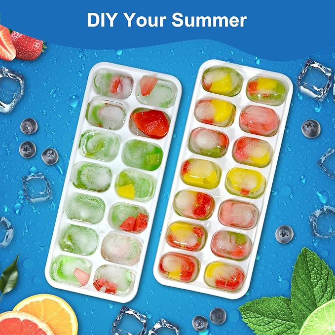 Weftnom Ice Cube Trays with Lids for Freezer, 5 Pack Silicone Set, 70 Cubes