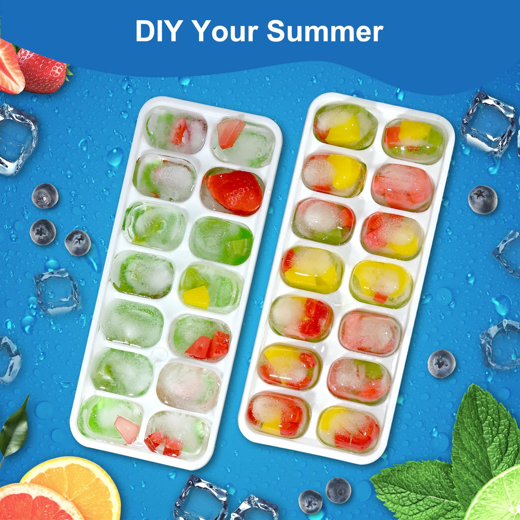 Weftnom Ice Cube Trays with Lids for Freezer, 5 Pack Silicone Set, 70 Cubes