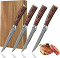 Wakoli EDIB Damascus Steak Knife Set, 4-Piece VG10 Stainless Steak Knives