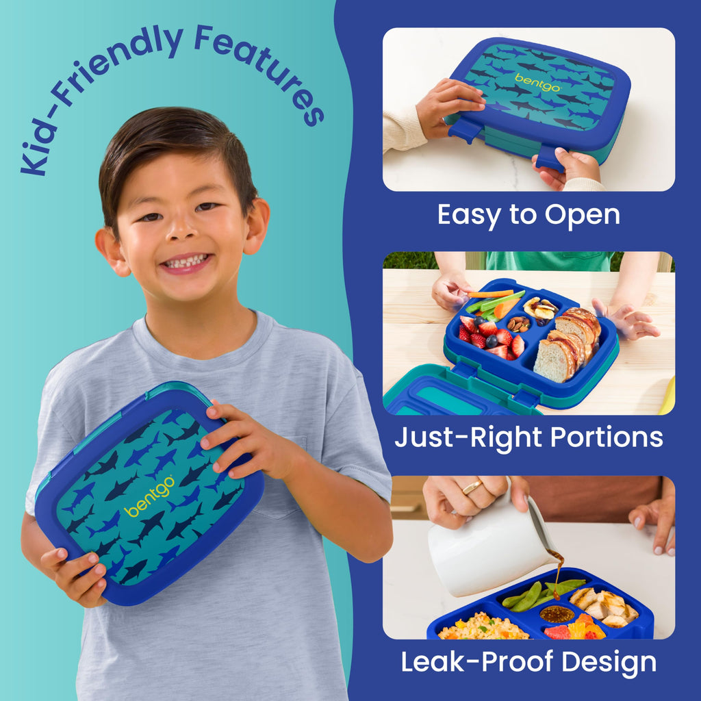 Bentgo Kids Prints Leak-Proof 5-Compartment Bento-Style Kids Lunch Box