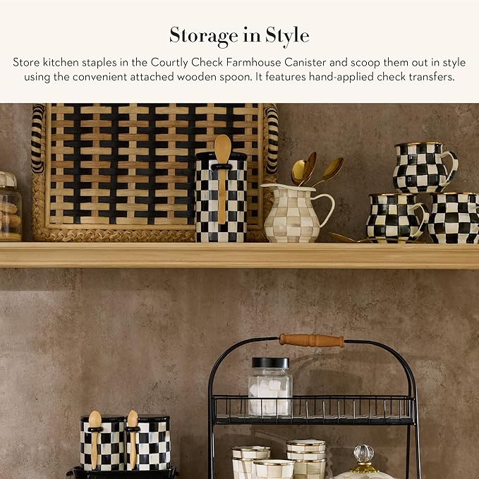 MACKENZIE-CHILDS Farmhouse Canister, Black-and-White Courtly Check