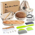 Premium Banneton Bread Proofing Basket - A Complete Sourdough Bread Baking Kit - Bread Baking Supplies - Sourdough Starter Jar Kit
