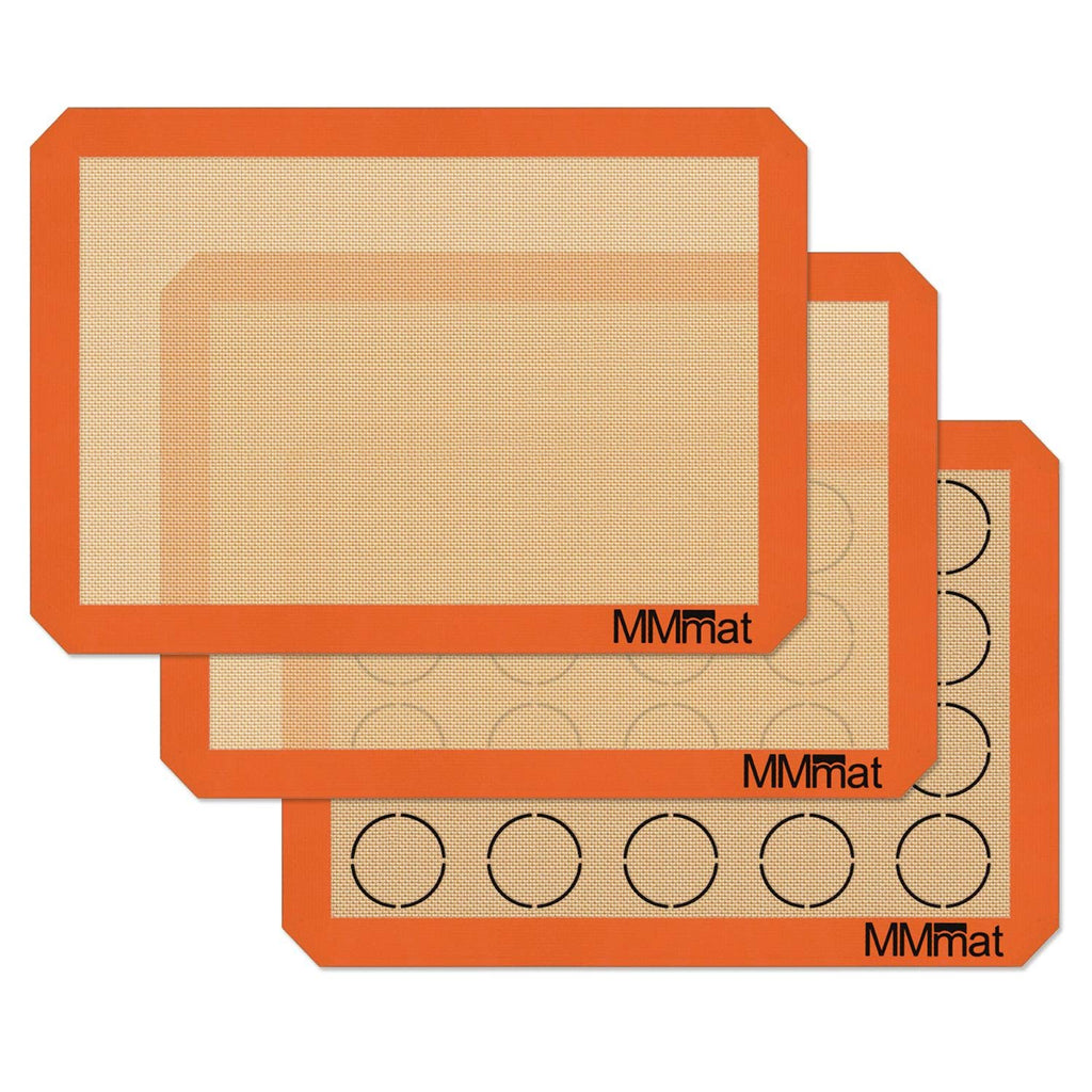 MMmat Best German Silicone Baking Mat, 2 Half Sheets + 1 Macaron Sheet