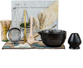 Matcha 7-Piece Set, Japanese Matcha Ceremony Kit with Chawan Bowl, Bamboo Whisk and Strainer, Great Gifts for Mom, Grandma, Wife, Women, Birthday, Mother’s Day, Graduation, Home Decor(Black)