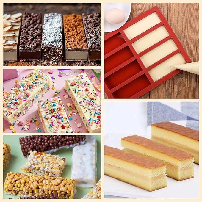 Gobrevv Chocolate Silicone Molds For Baking，Granola Cereal Candy Bar Mold