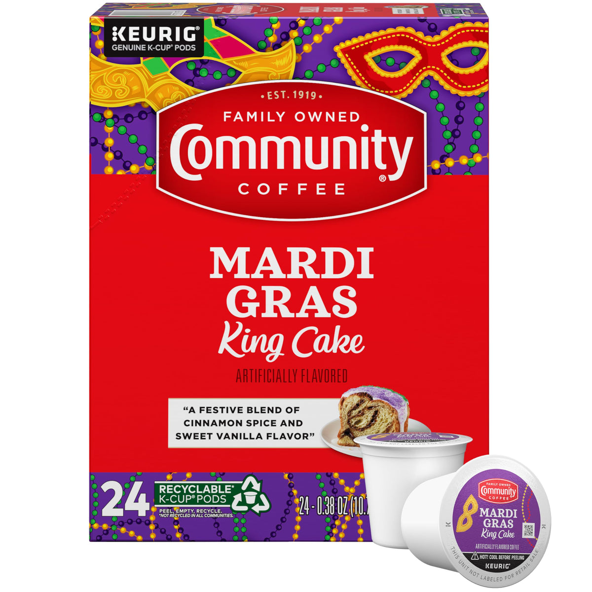 Community Coffee Grandma's Sugar Cookie Keurig K-Cup Pods, Limited Edition Holiday Flavor, Natural Ingredients, 10 Count (Pack of 1)