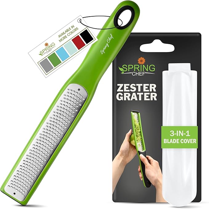 Spring Chef Stainless Steel Lemon Zester - Garlic & Ginger Grater - Green