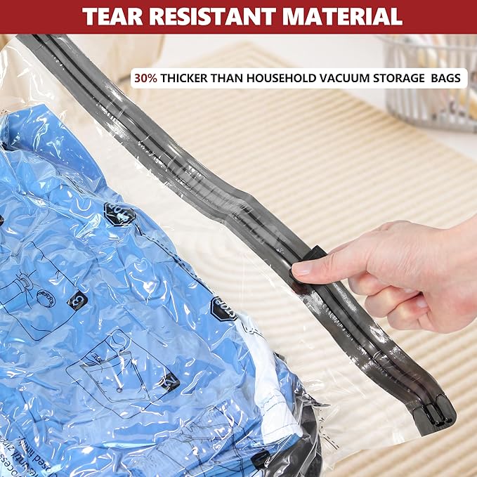 Vacuum Seal Bags for Clothing Travel and Home Storage, Travel Vacuum Bags with Electric Pump, Space Saver Compression Packing Cubes for Luggage Suitcase Bedding Blankets Clothes, 8 Medium