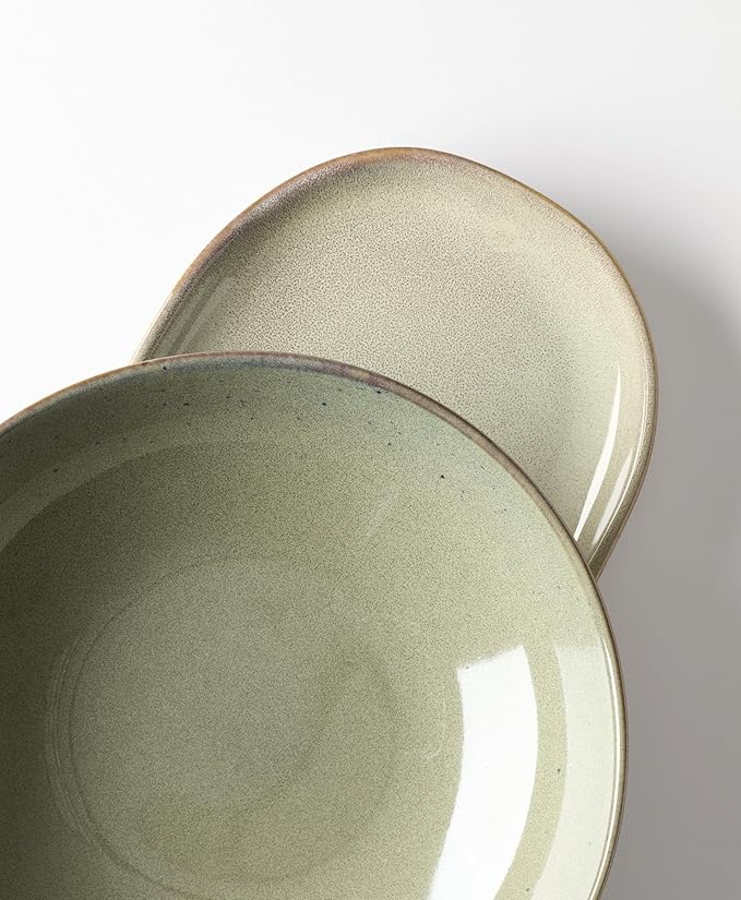 Oneida Organic Shades Sage Green Stoneware 2-Piece Serving Platter Set