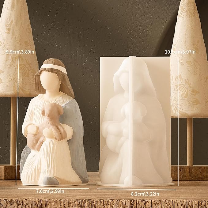 Nativity Scene Jesus Maria Candle Angel Mold Resin Casting Mold Resin Making Molds Silicone Mold for Candle Home Decorate Candle Making Mold
