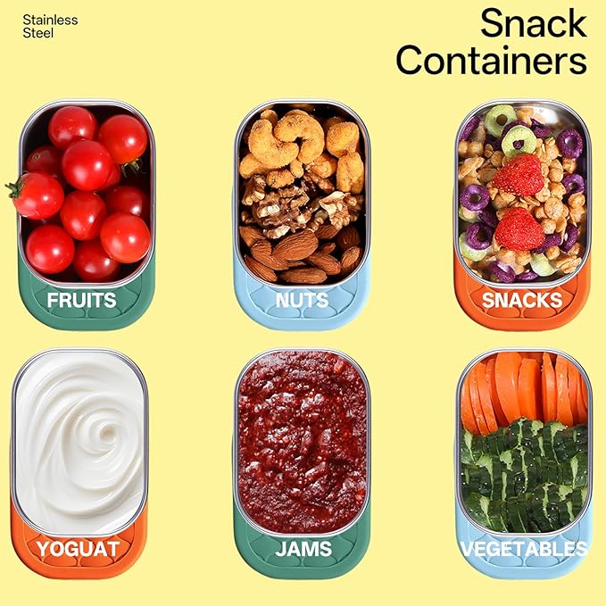 IUAOWEI 3Pack 8oz Stainless Steel Snack Containers for Kids,snack box small