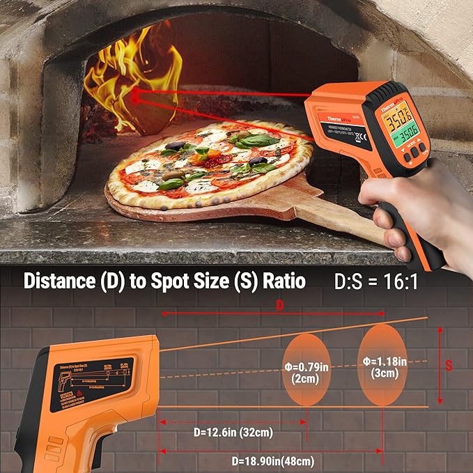 TempPro TempScan Infrared Thermometer Gun with 2 Laser for Pizza Oven Grill