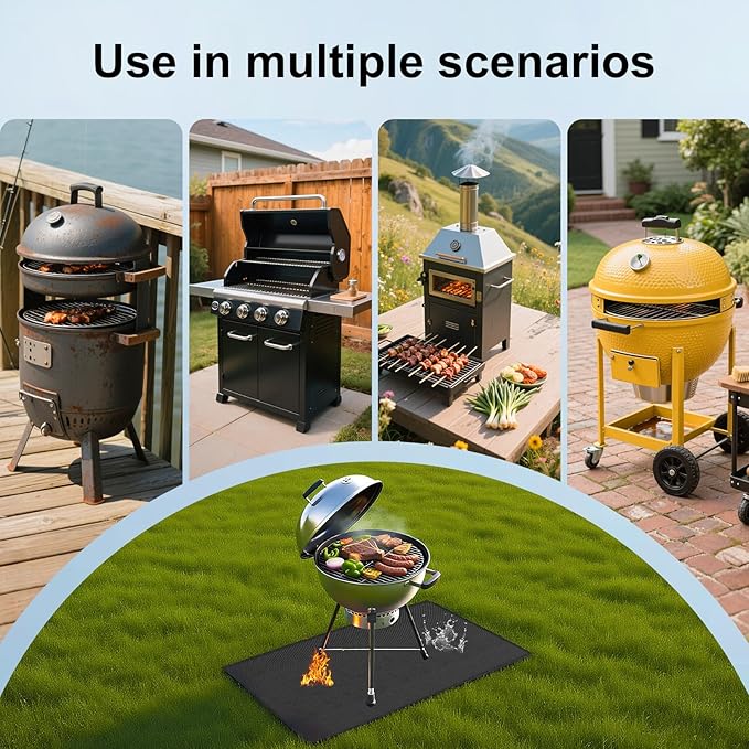 LETITIN 70x48 Inch Large Under Grill Mat, Double-Sided Fireproof BBQ Grill Mat, Waterproof Oilproof Deck Protector for Blackstone, Charcoal/Gas Grills, Fire Pits, Patio & Lawn