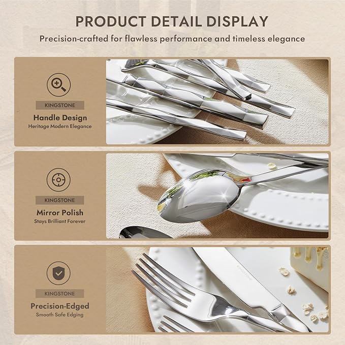 30 Piece 18/10 Silverware Set, Stainless Steel Flatware Cutlery set for 6