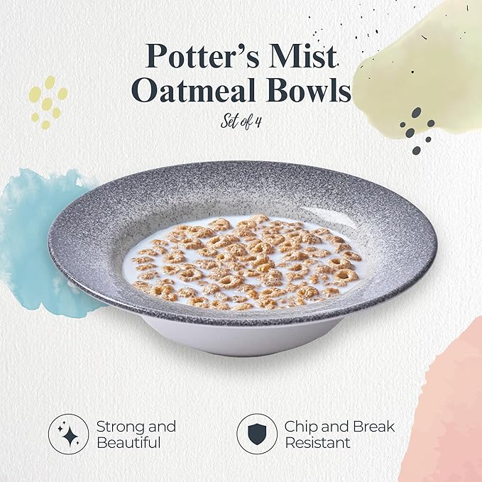 Portmeirion Potter's Mist Oatmeal Bowl - Grey, Set of 4