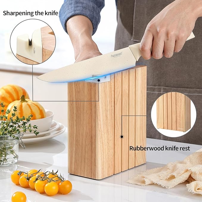 Premium Quality 8-Piece Knife Set with Block, Lightweight and Strong, Ergonomic Handles for Home,Dishwasher Safe