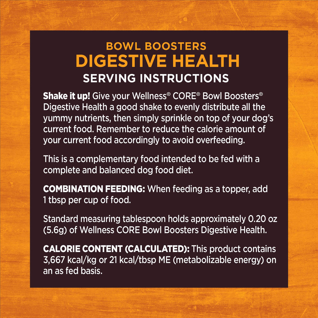 Wellness Bowl Boosters Digestive Health Dog Food Topper with Freeze Dried Pieces for Small, Medium, and Large Breeds, Sensitive Stomach, Grain Free, Natural, Chicken Recipe, 4 oz Bag