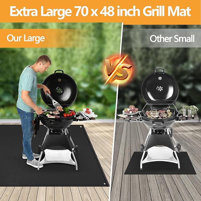 TOHONFOO Large Grill Mats for Outdoor Grill Deck Protector 70 x 48 x 0.04in