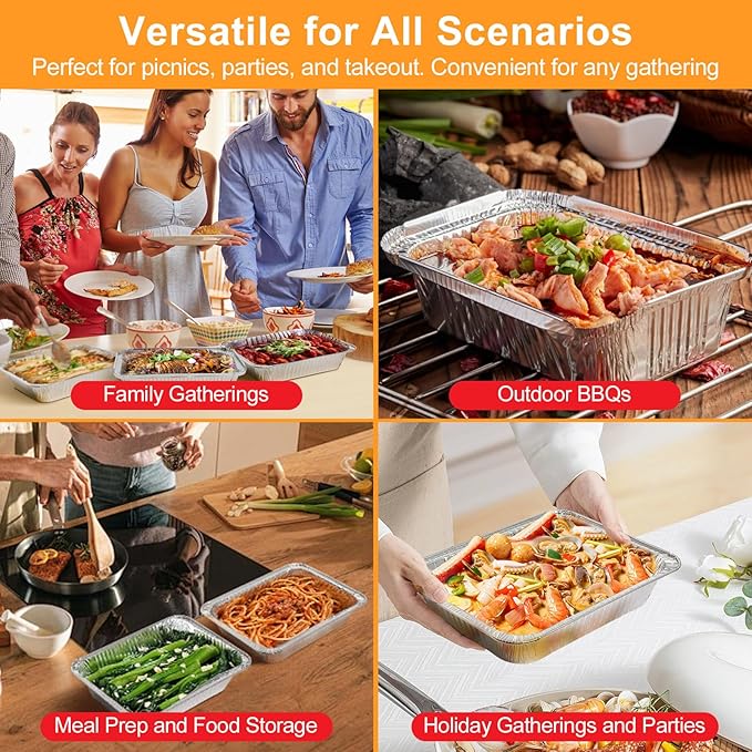 Notwoe ® Aluminum Foil Pans with Foil Lids - 50 Pack, 7"×5", 1.5 LB Capacity, Disposable Containers for Baking, Meal Prep, Freezer Storage & Takeout. (50)